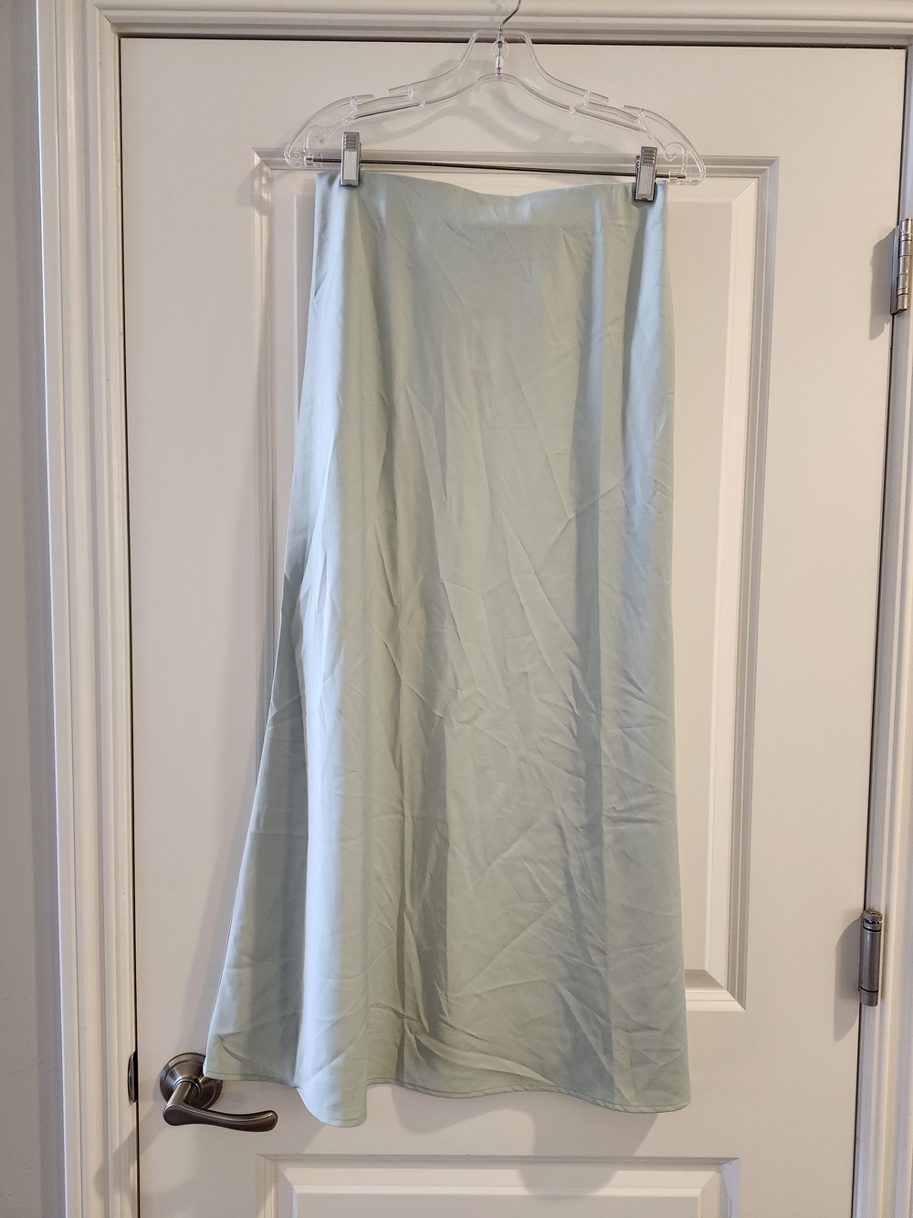 NWT Aleeza Paris Shimmer Slip Skirt Tiffany Satin Maxi Size M $150 - Picture 2 of 7